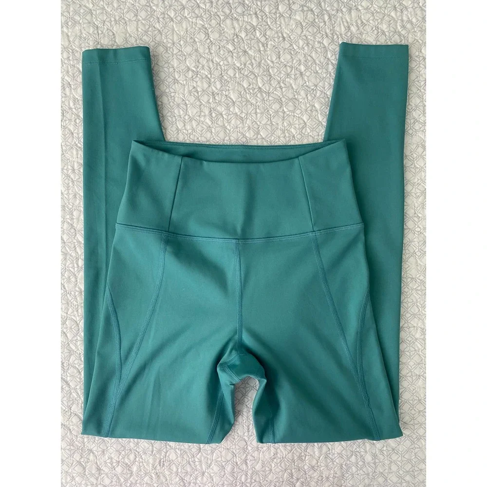 Girlfriend Collective Compressive High Rise Leggings in Teal Size Small